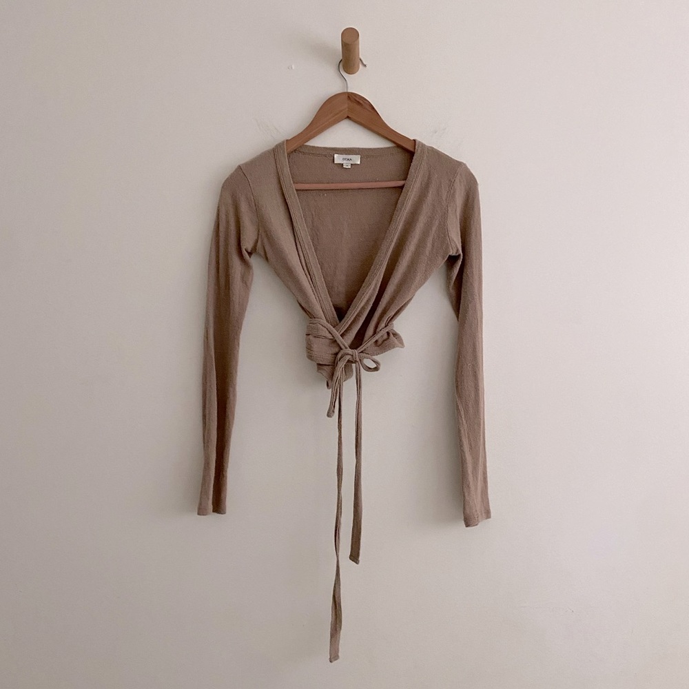 Ozma cropped raw silk wrap cardigan size small